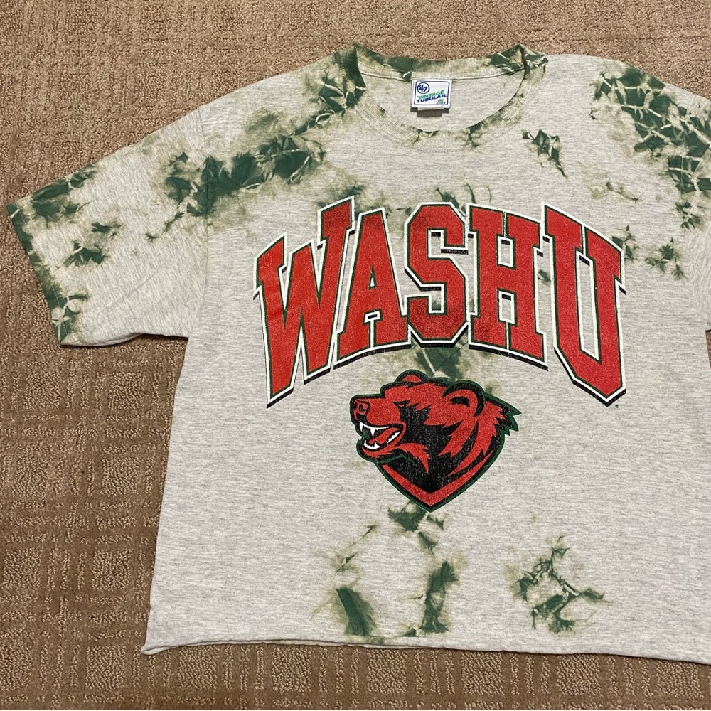 {Vintage Tubular} Washu Tie Dye Cropped Graphic Tee ~ Size Medium - Picture 2 of 14